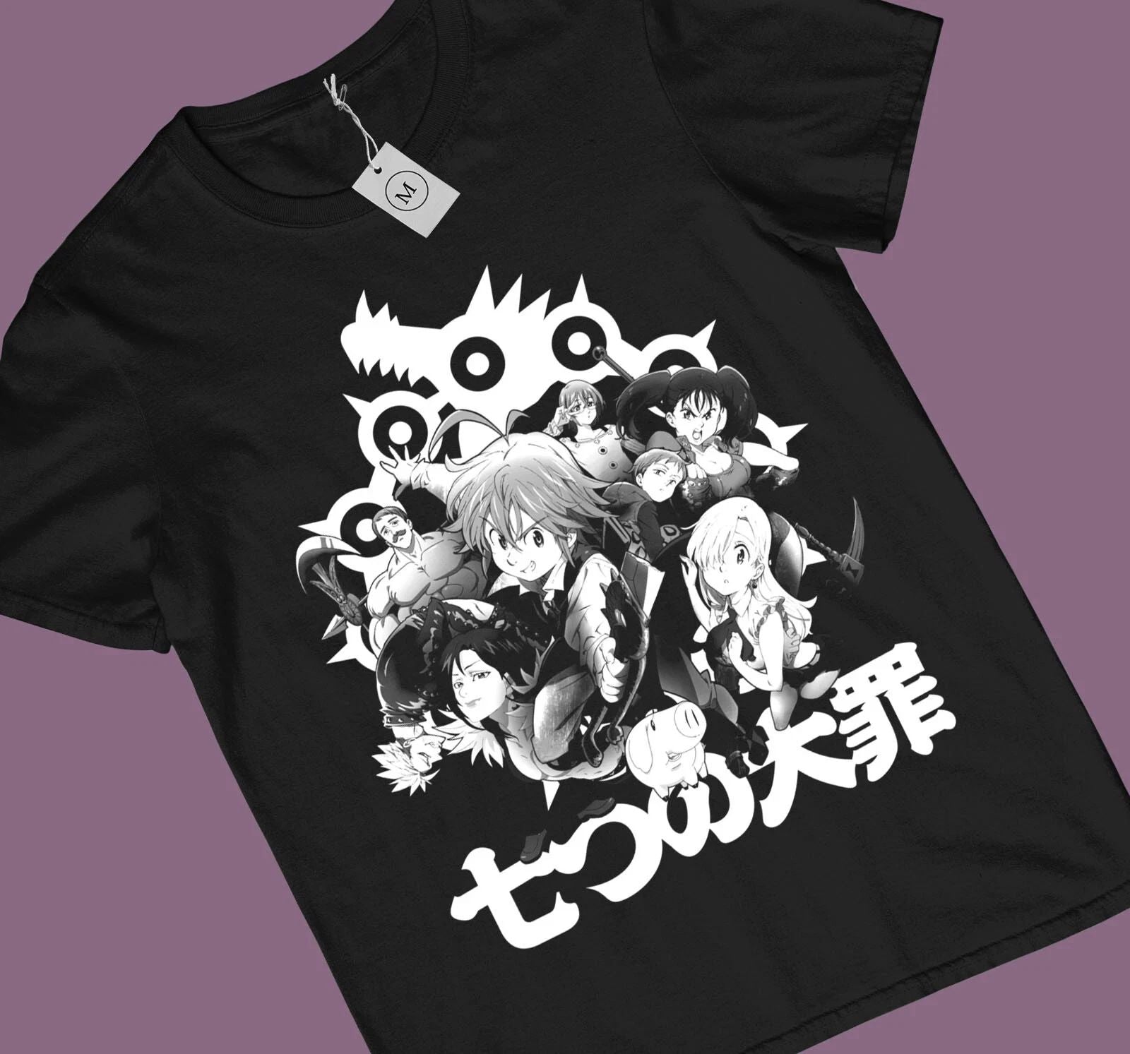 Anime Seven Deadly Sins Group Black T-Shirt
