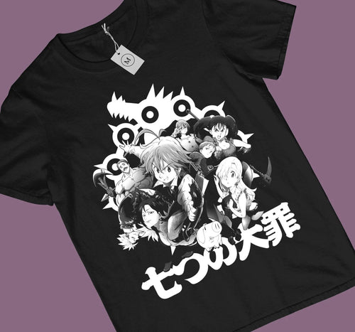 Anime Seven Deadly Sins Group Black T-Shirt