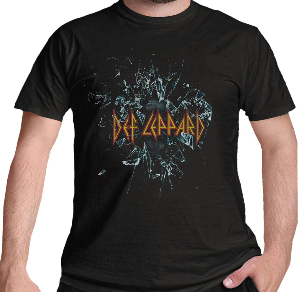 Official Def Leppard T Shirt Shatter Logo Rock Black Hysteria New S To XXL