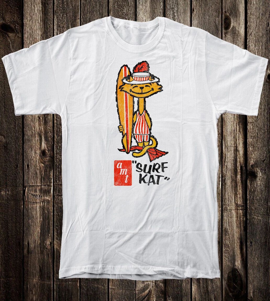 Hot Rod T Shirt 100% Cotton Vtg Art Speed Shop AMT Model Kit Surf Cat