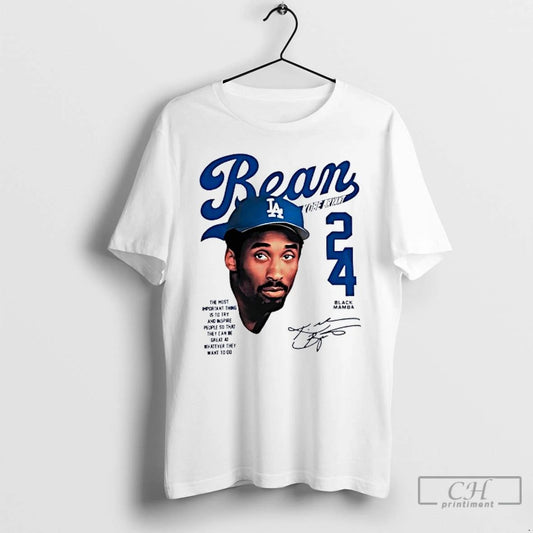 Classic Bean Kobe Bryant Los Angeles Dodgers 24 Black Mamba T Shirts