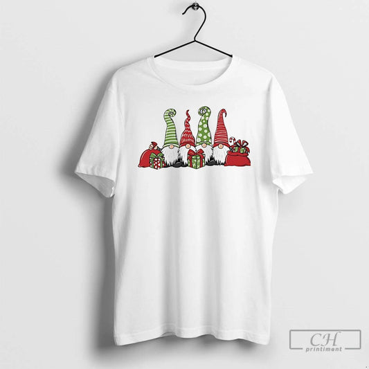 Classic Gnomes Christmas With Gift White T Shirts