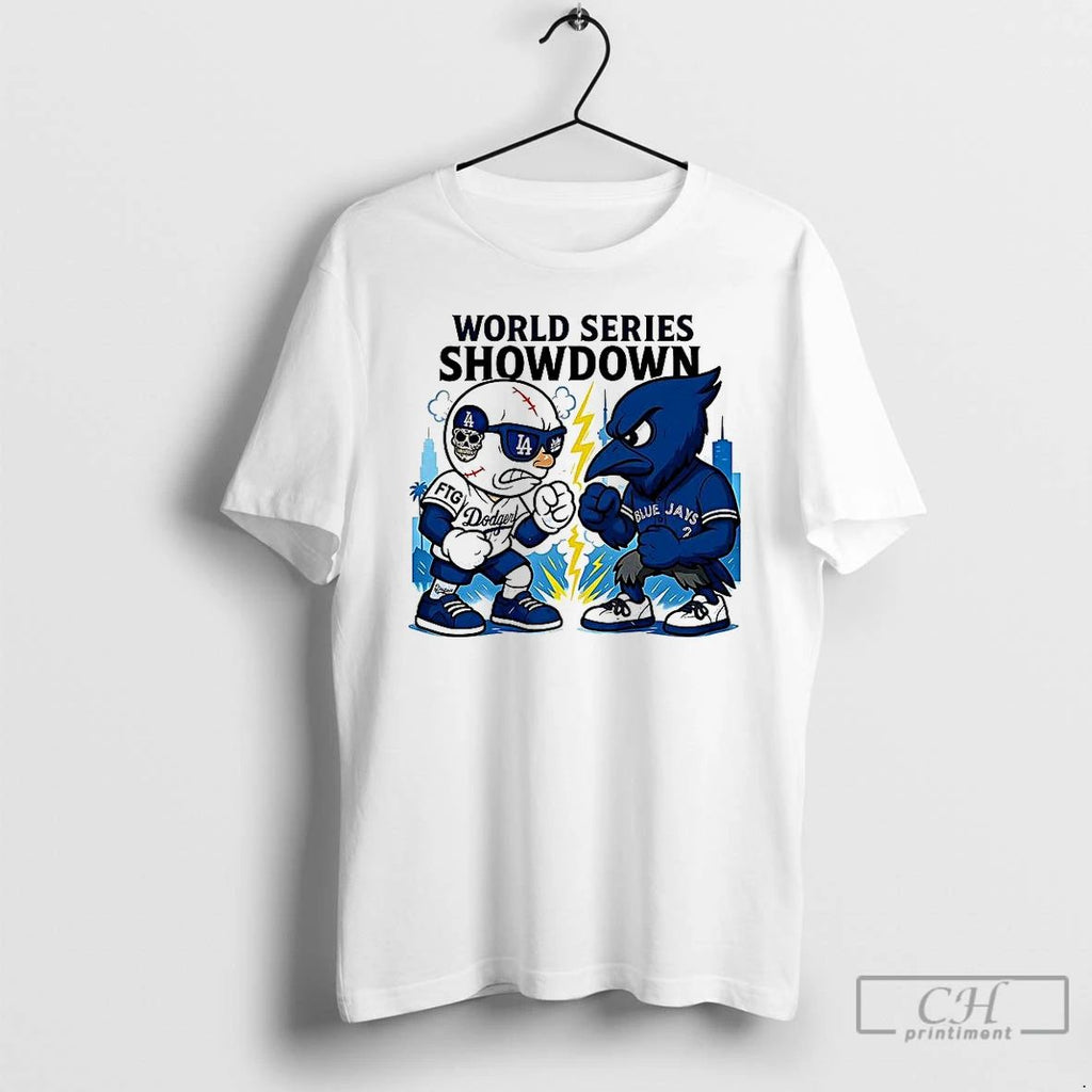Classic Los Angeles Dodgers Vs Toronto Blue Jays World Series 2025 Showdown Mascot T Shirts