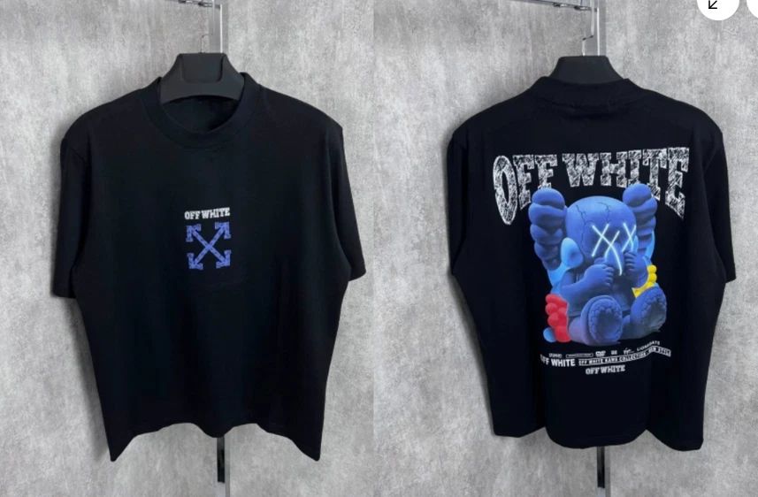 Off-White Men Black Graphic T-Shirt Casual Streetwear Cotton Tee Reprint S-5XL