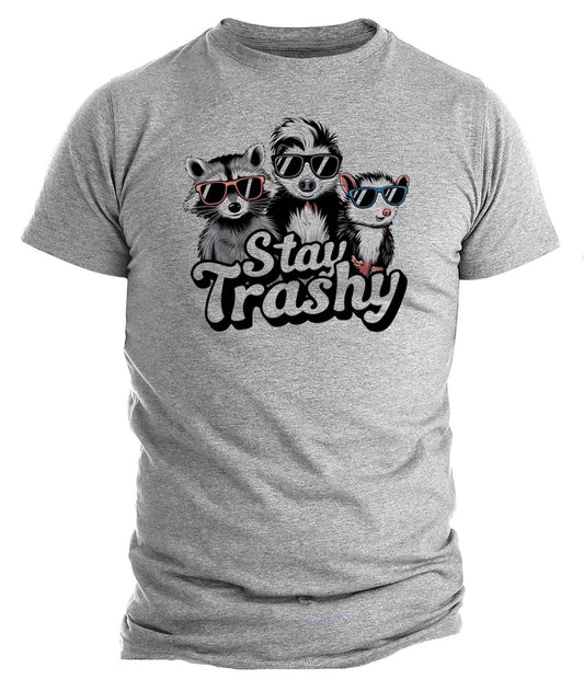 Stay Trashy T-Shirt – Funny Raccoon, Opossum & Skunk Retro 90s Tee, Boho Animal