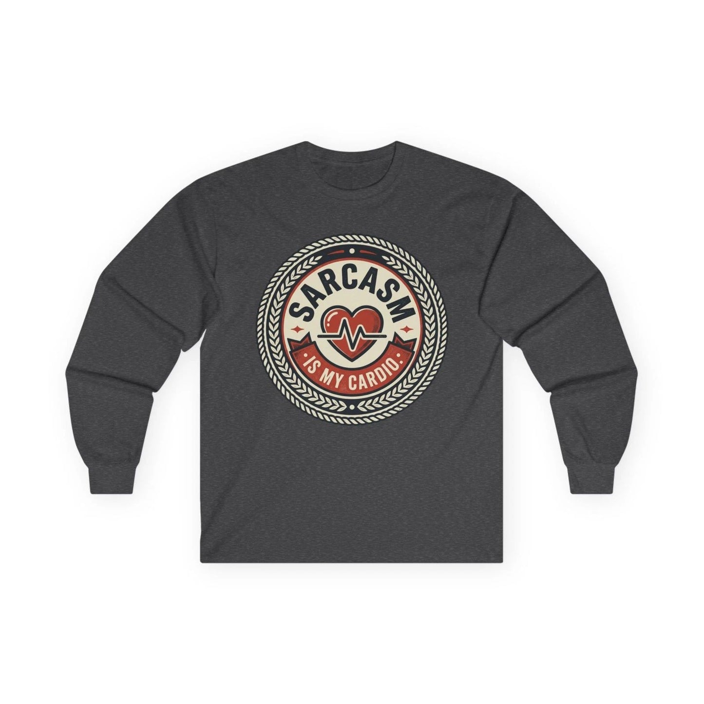 Sarcasm Is My Cardio Long Sleeve | Funny Heartbeat Graphic Tee