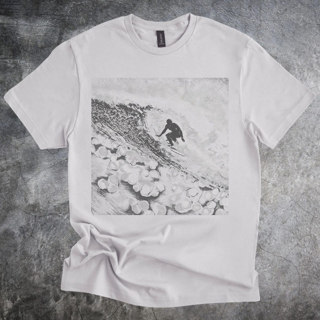 Aerial Landscape Black and White Graphic Tee Modern Abstract Art