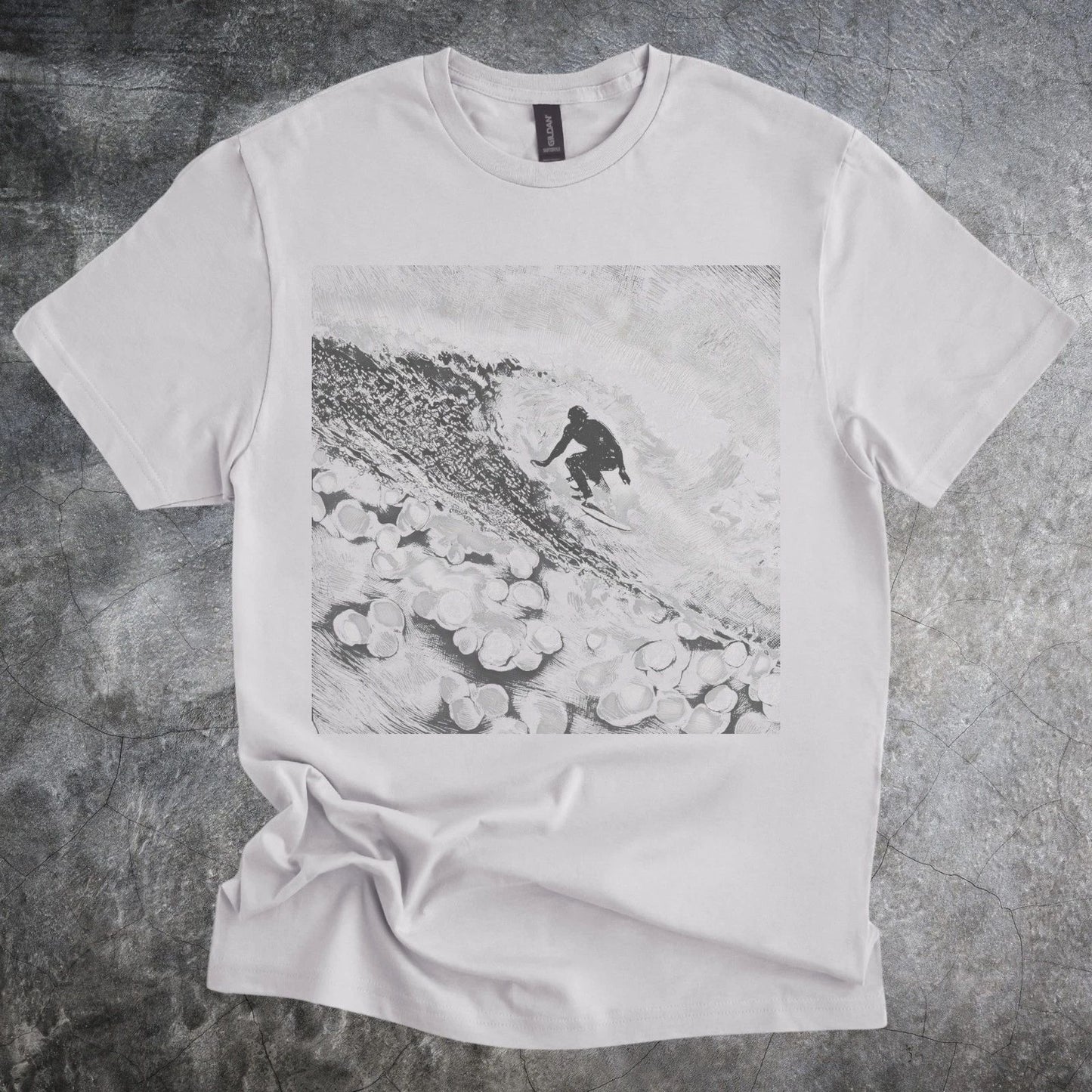 Aerial Landscape Black and White Graphic Tee Modern Abstract Art