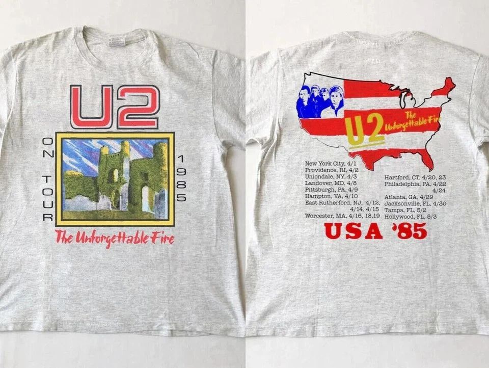 U2 On Tour 1985 T-Shirt, Double Sided T-Shirt