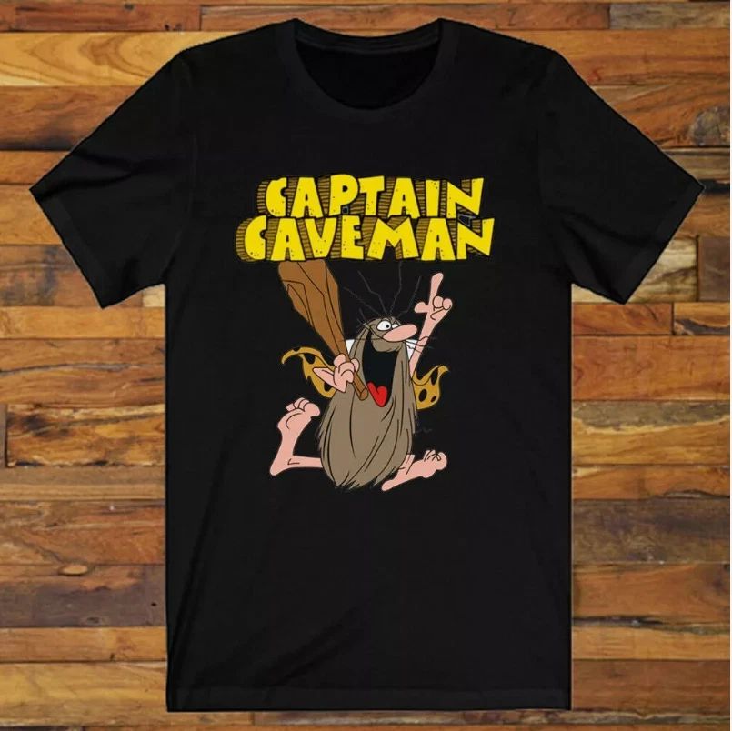 Captain Caveman Main black T Shirt All Size S-5XL