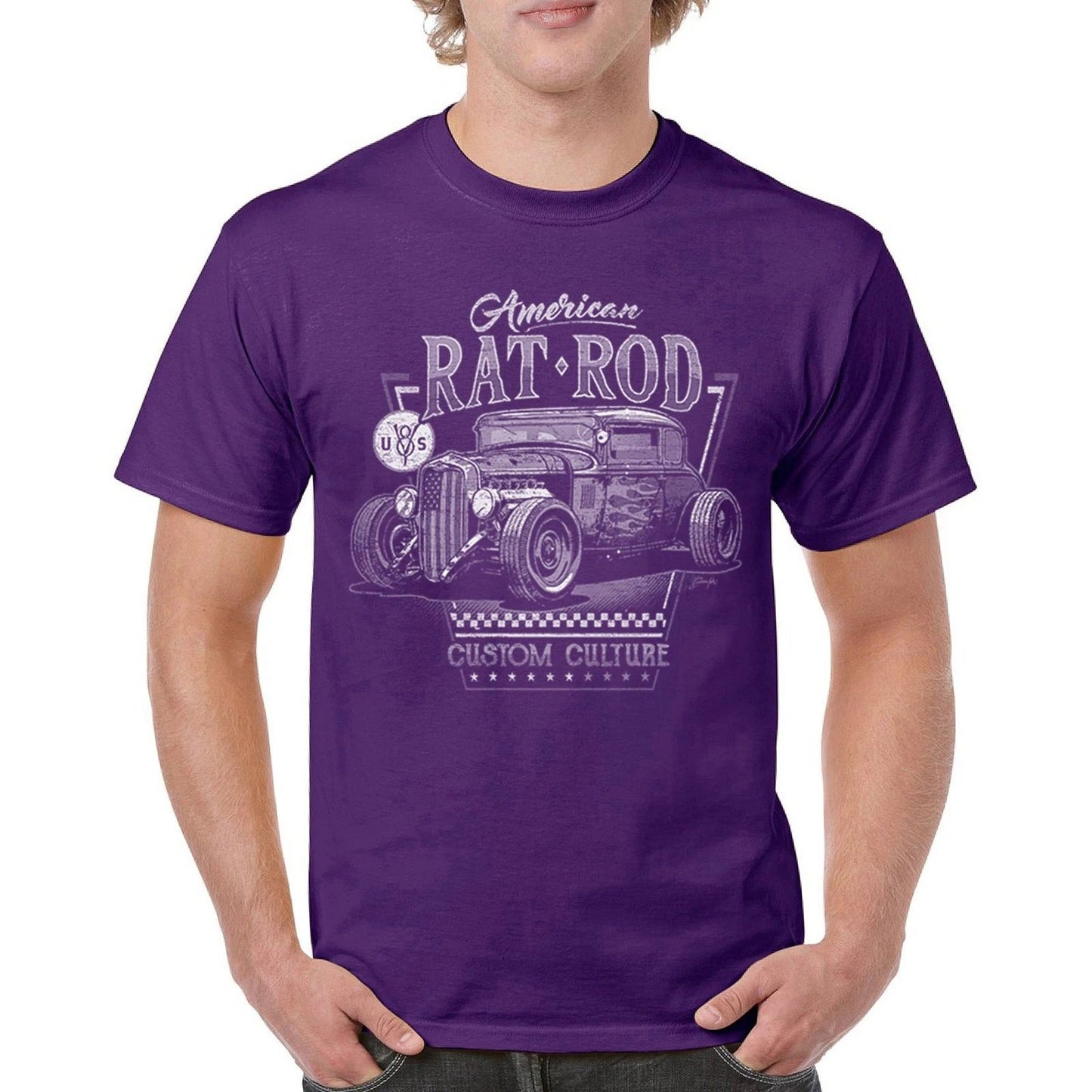 American Rat Rod T-shirt Hot Rod Custom Culture Classic Vintage Car Men's Tee