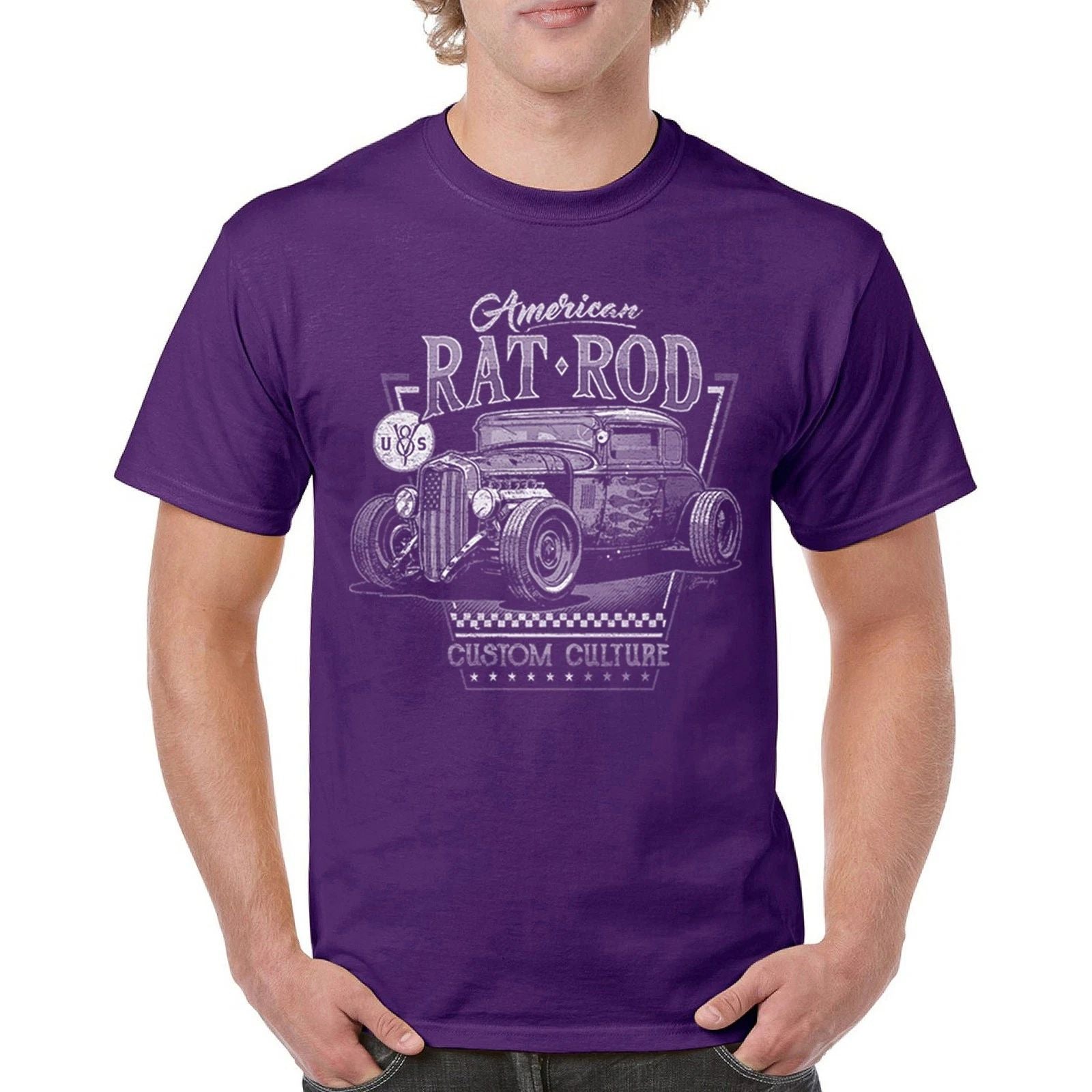 American Rat Rod T-shirt Hot Rod Custom Culture Classic Vintage Car Men's Tee