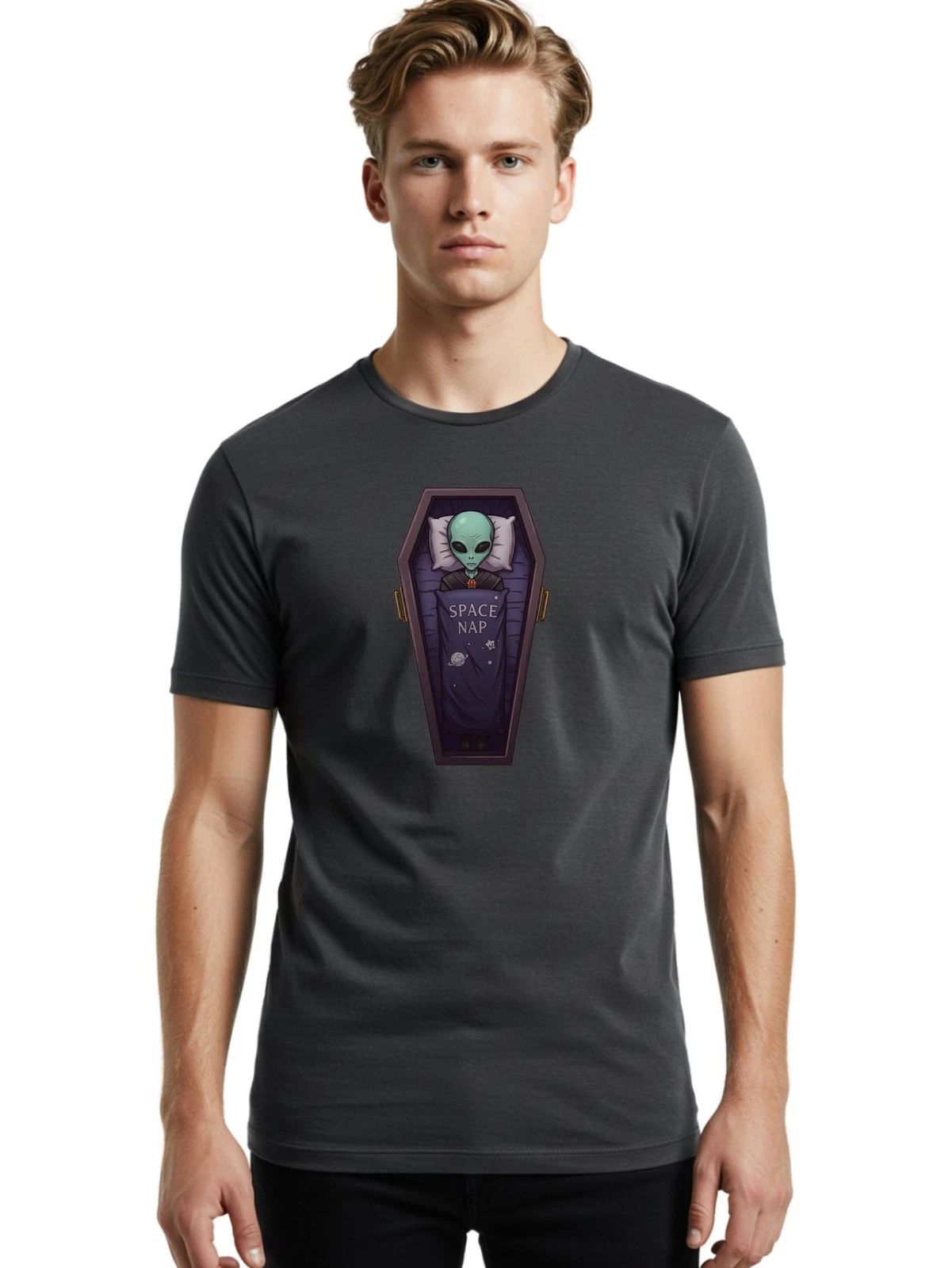 Space-Nap-6 Mens Graphic Tee, 100% Cotton, Casual Summer Wear