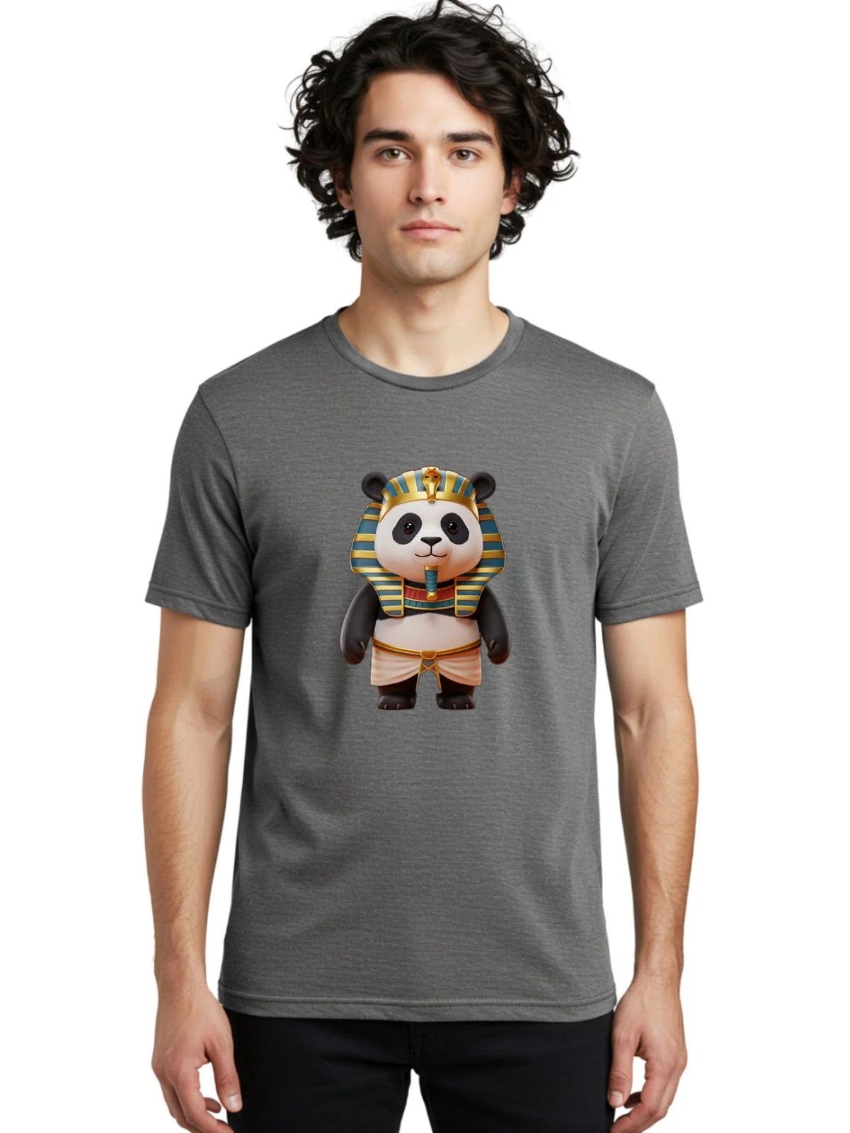 Panda-Pharaoh-4 Mens Graphic Tee, 100% Cotton, Casual Summer Wear