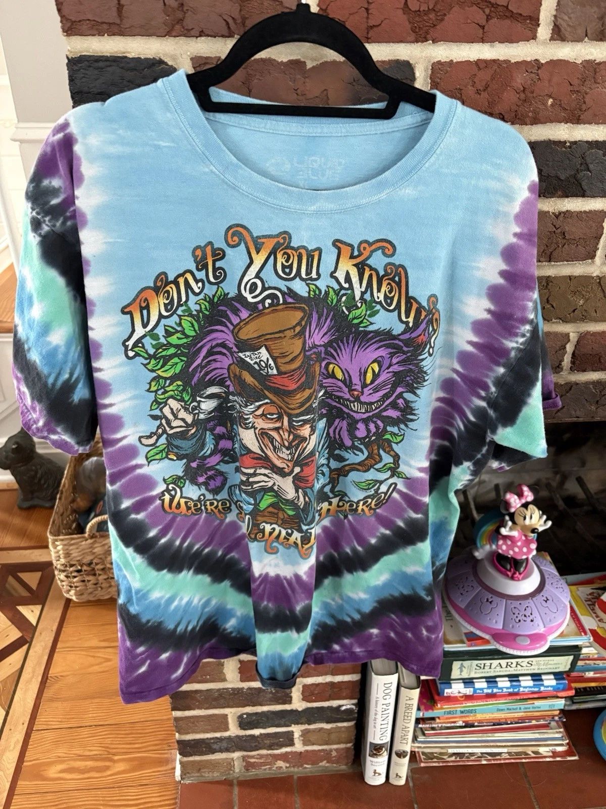 Liquid Blue Men's Multicolor Tie-Dye Alice in Wonderland Graphic T-Shirt, xl