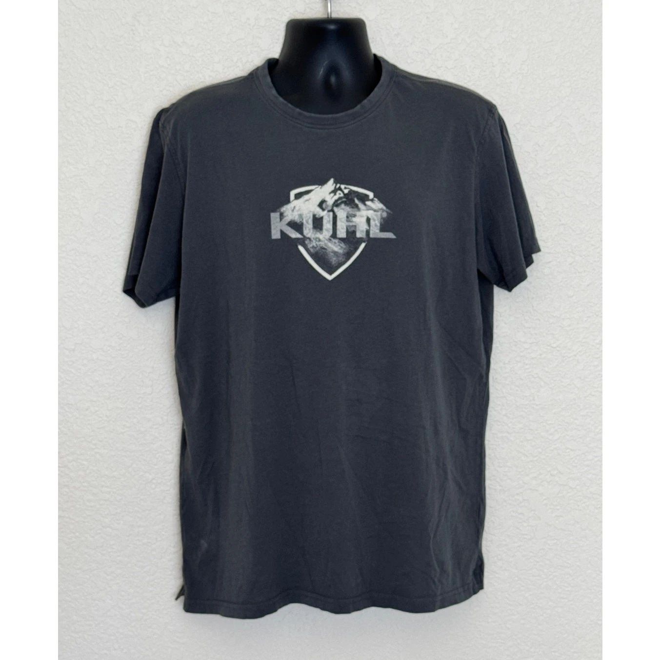 KUHL T Shirt Mens XL Cotton Grey Mountain Logo Hiking Outdoor Casual Activewear