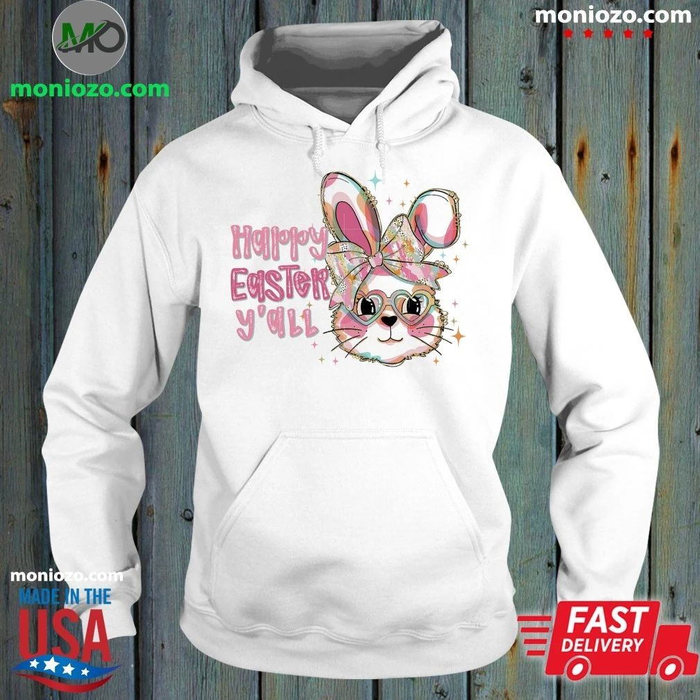 Original Happy Easter Y’all Cute Bunny With Glasses Easter Shirt