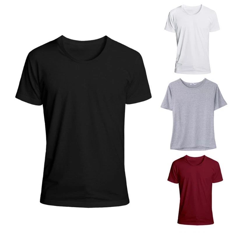 4 Colors Mens Trendy Short Sleeve T-Shirts Basic Solid Color Workout Spo