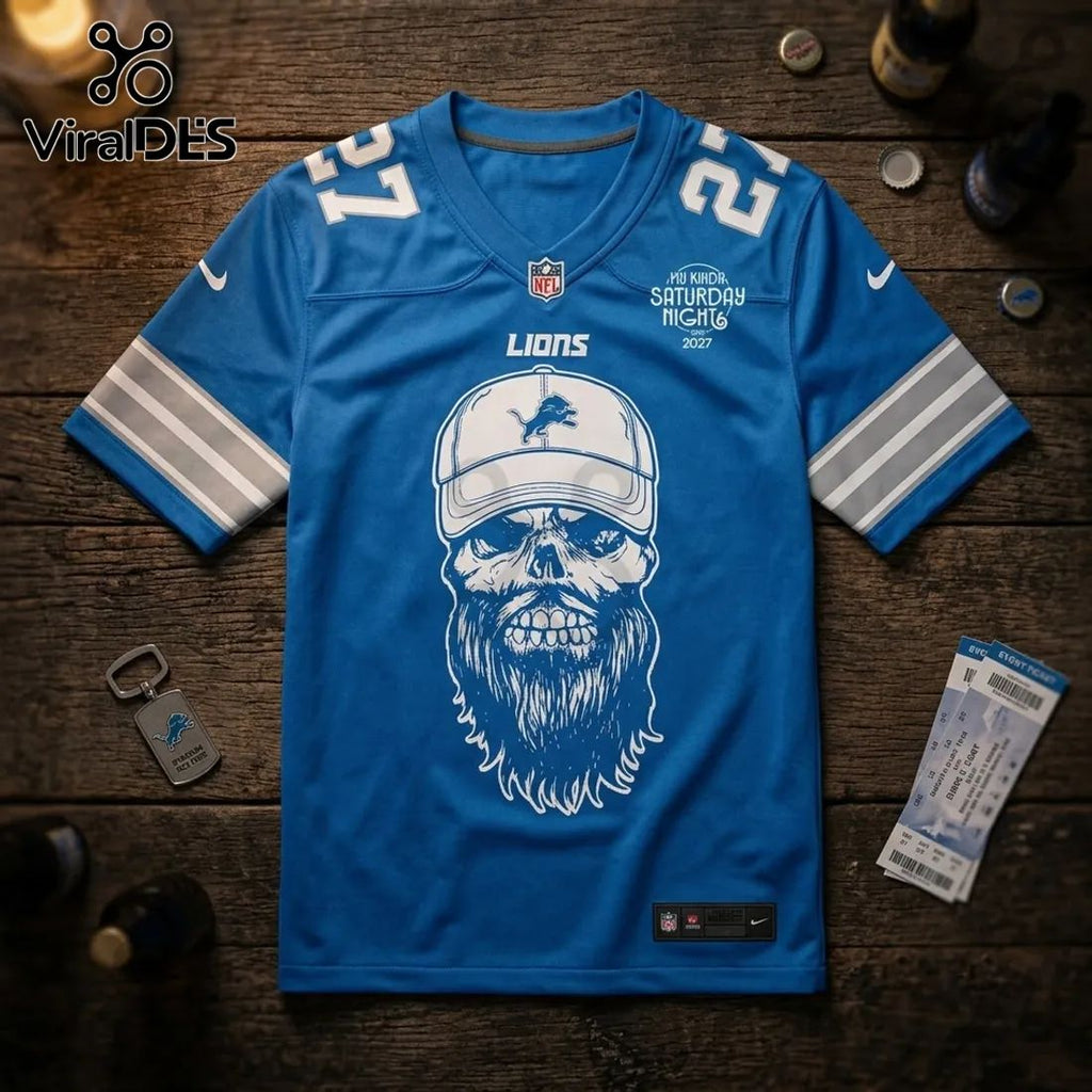 Detroit Lions Luke Combs 2027 Tour Blue Football Jersey