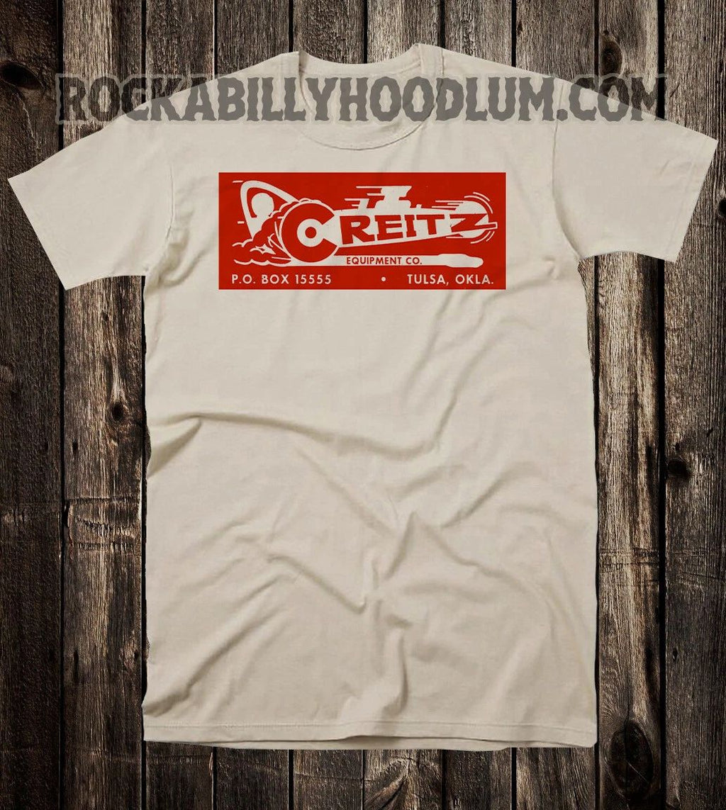 Retro Tee T Shirt Hot Rod Drag Race Racing Speed Shop Creitz Equipped Oklahoma