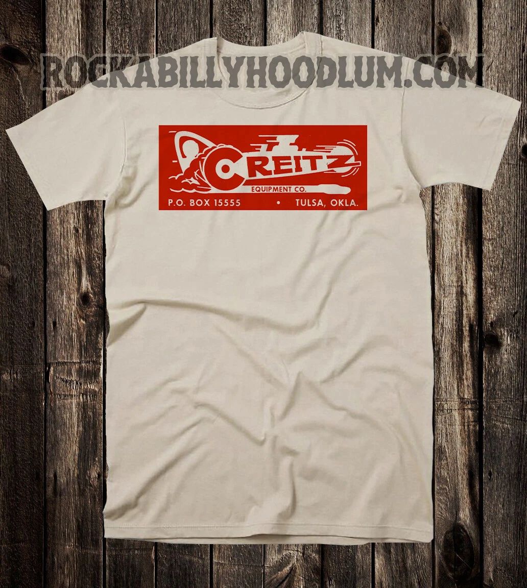 Retro Tee T Shirt Hot Rod Drag Race Racing Speed Shop Creitz Equipped Oklahoma