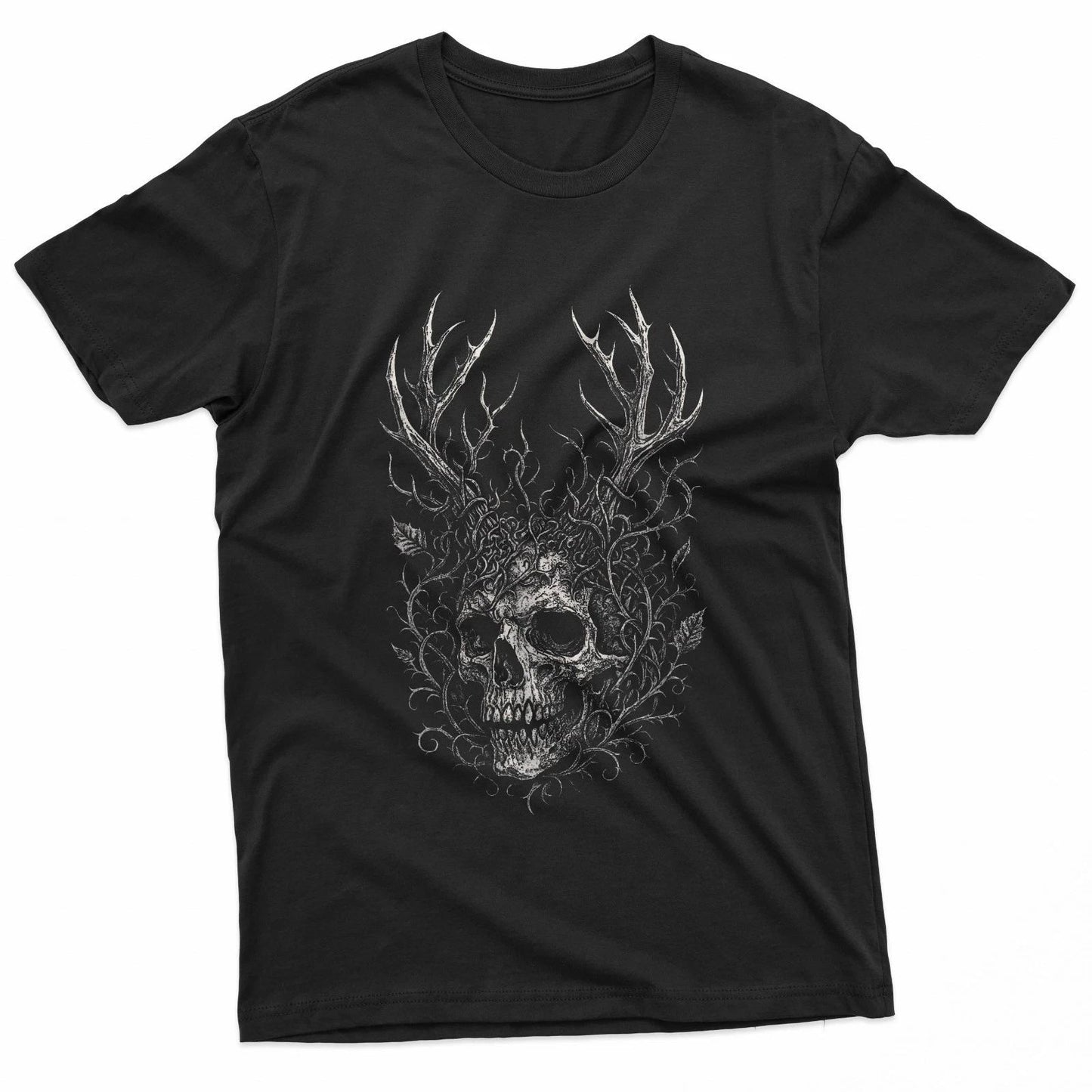 Skull Antlers Thorns Dark Goth Alt Gothic Nature Aesthetic T-Shirt