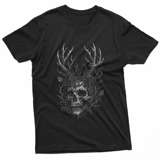 Skull Antlers Thorns Dark Goth Alt Gothic Nature Aesthetic T-Shirt