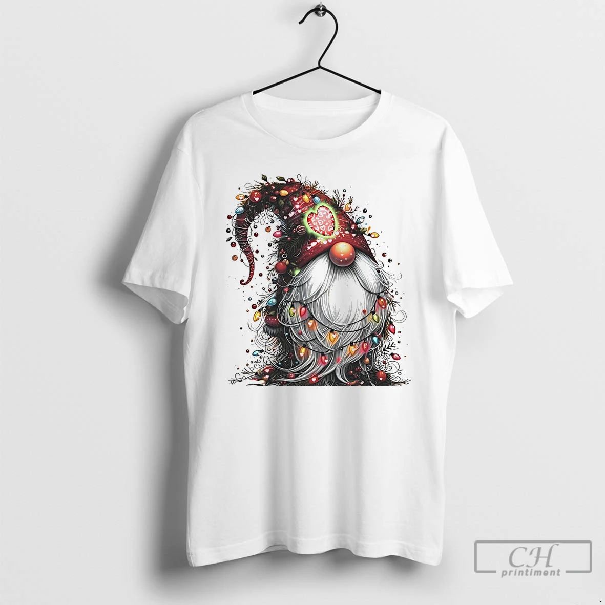 Classic Cute Red Santa Christmas Gnome White T Shirts