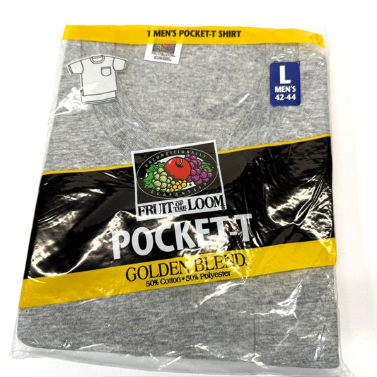 Fruit of The Loom Men's Grey Pocket-T Golden Blend Large 42-44 90s