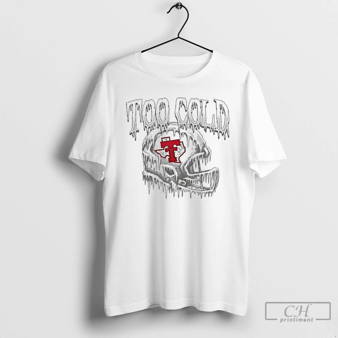 Classic Texas Tech Red Raider Too Cold Helmet Ice Logo T Shirts