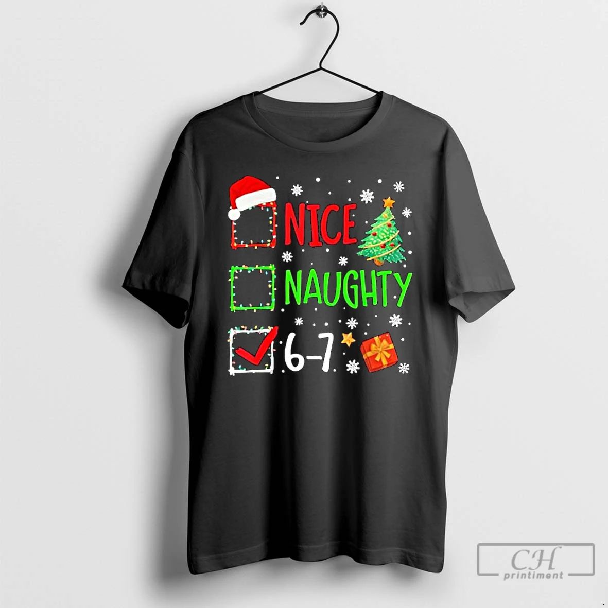 Classic Christmas Nice Naughty 67 Brainrot Funny 6 7 Meme Slang T Shirts