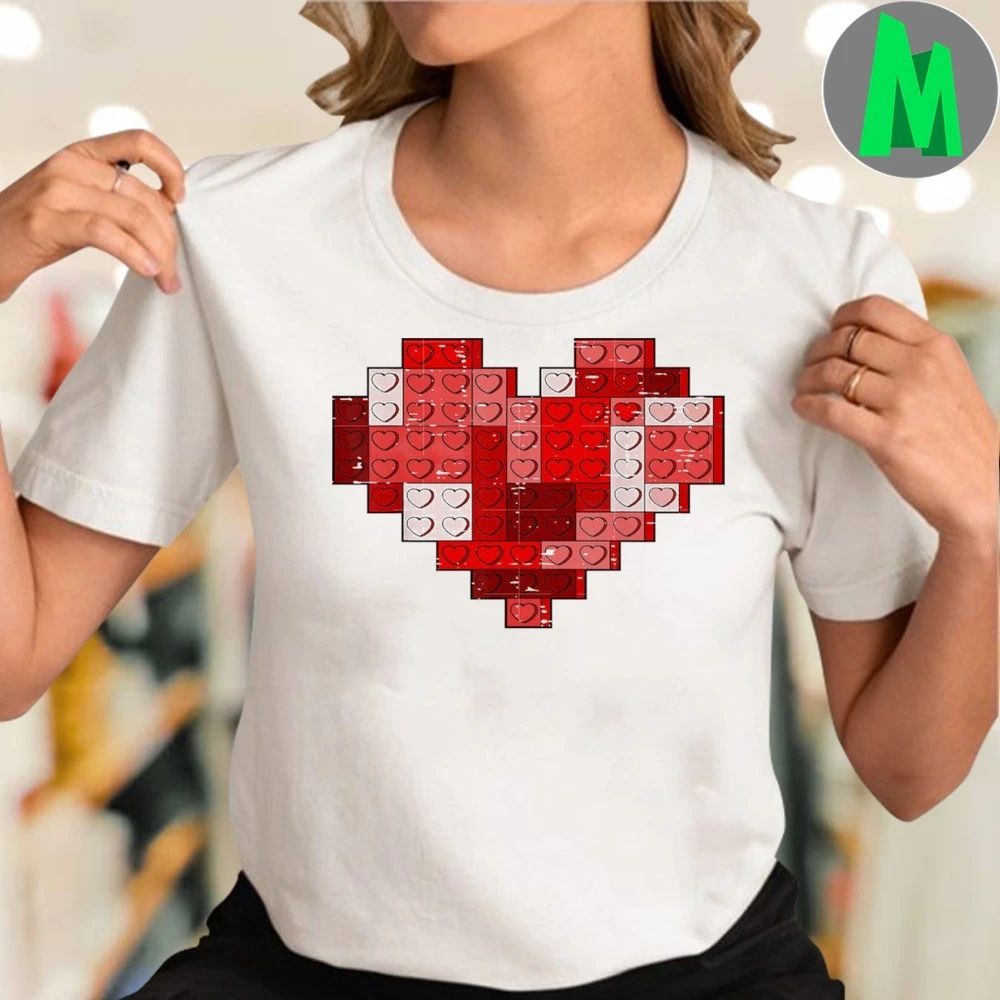 Valentine’s Day Heart Building Blocks Bricks Shirt