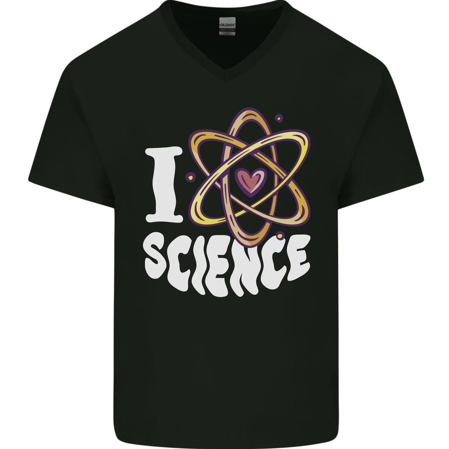 I Love Science Physics Chemistry Biology Nerd Mens V-Neck Cotton T-Shirt