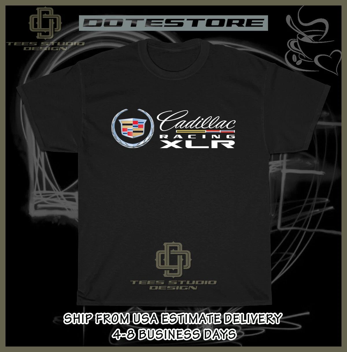 New Cadillac Racing XLR Logo Men's T-Shirt American Dotees Tee Shirt
