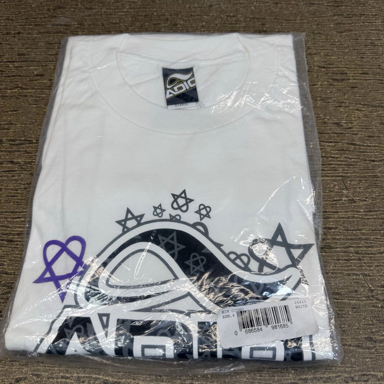 Vintage Y2K Adio Skater Black Logo White  T Shirt Size XL