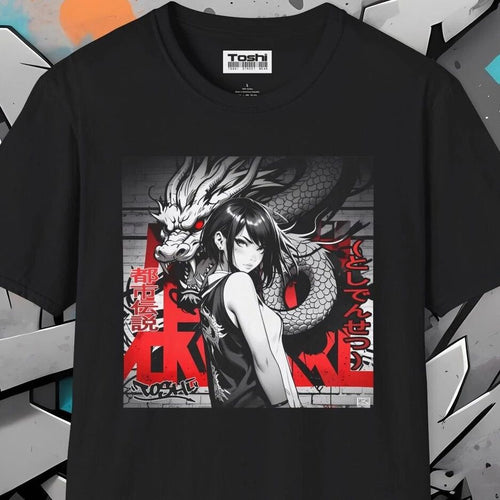 Anime Graffiti Tee – Urban Street Style & Japanese Dragon Art- Graphic Tee