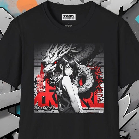 Anime Graffiti Tee – Urban Street Style & Japanese Dragon Art- Graphic Tee