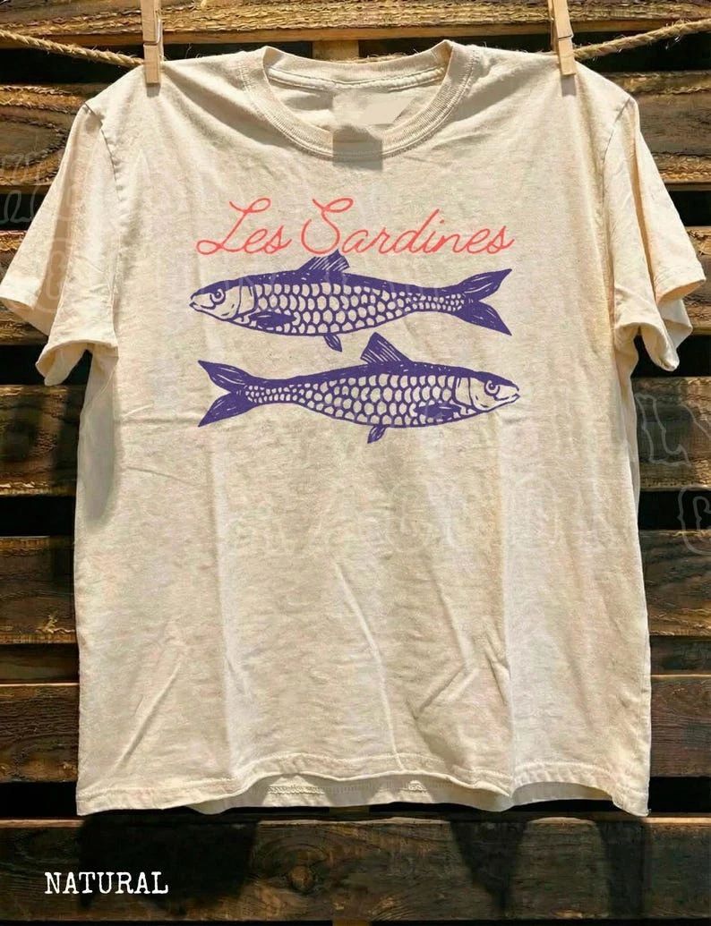 Sardine Shirt Vintage Seafood Graphic Tee Tinned Fish Lover Gift Retro Canned