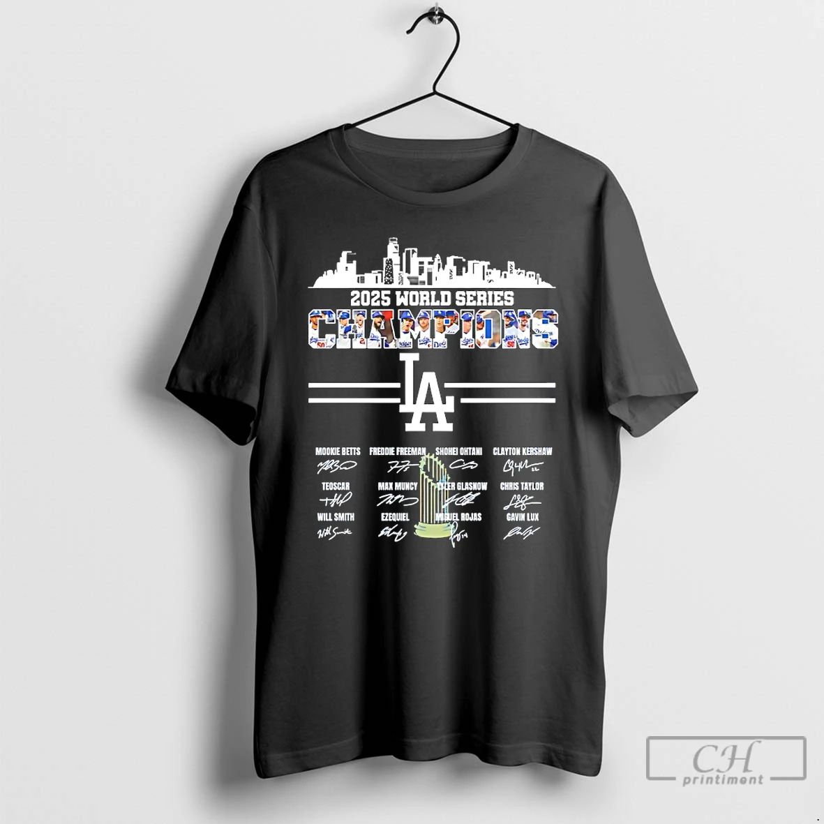 Classic Los Angeles Dodgers 2025 World Series Champions Team Name Signature T Shirts