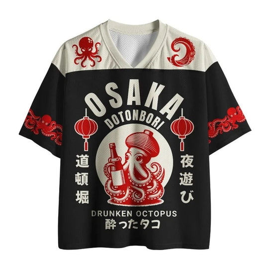 Quirky Retro Osaka Octopus Mesh Jersey