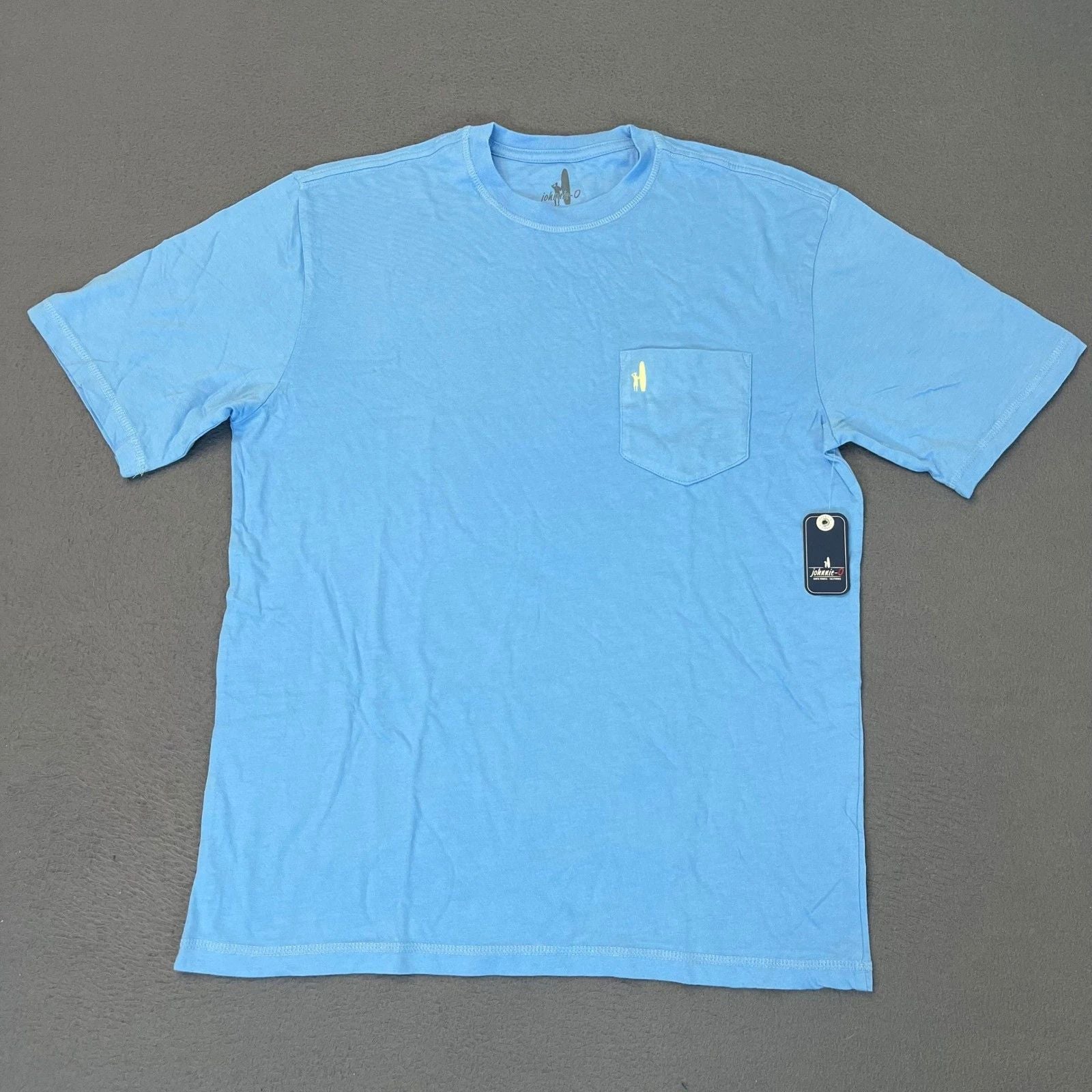 Johnnie-O Mens Small Palm Paradise Graphic Pocket T-Shirt Malibu Blue JMST100180