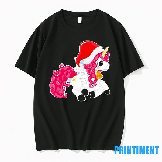 Pink Hair Santa Unicorn Holiday Bell Christmas Tshirts Sweater