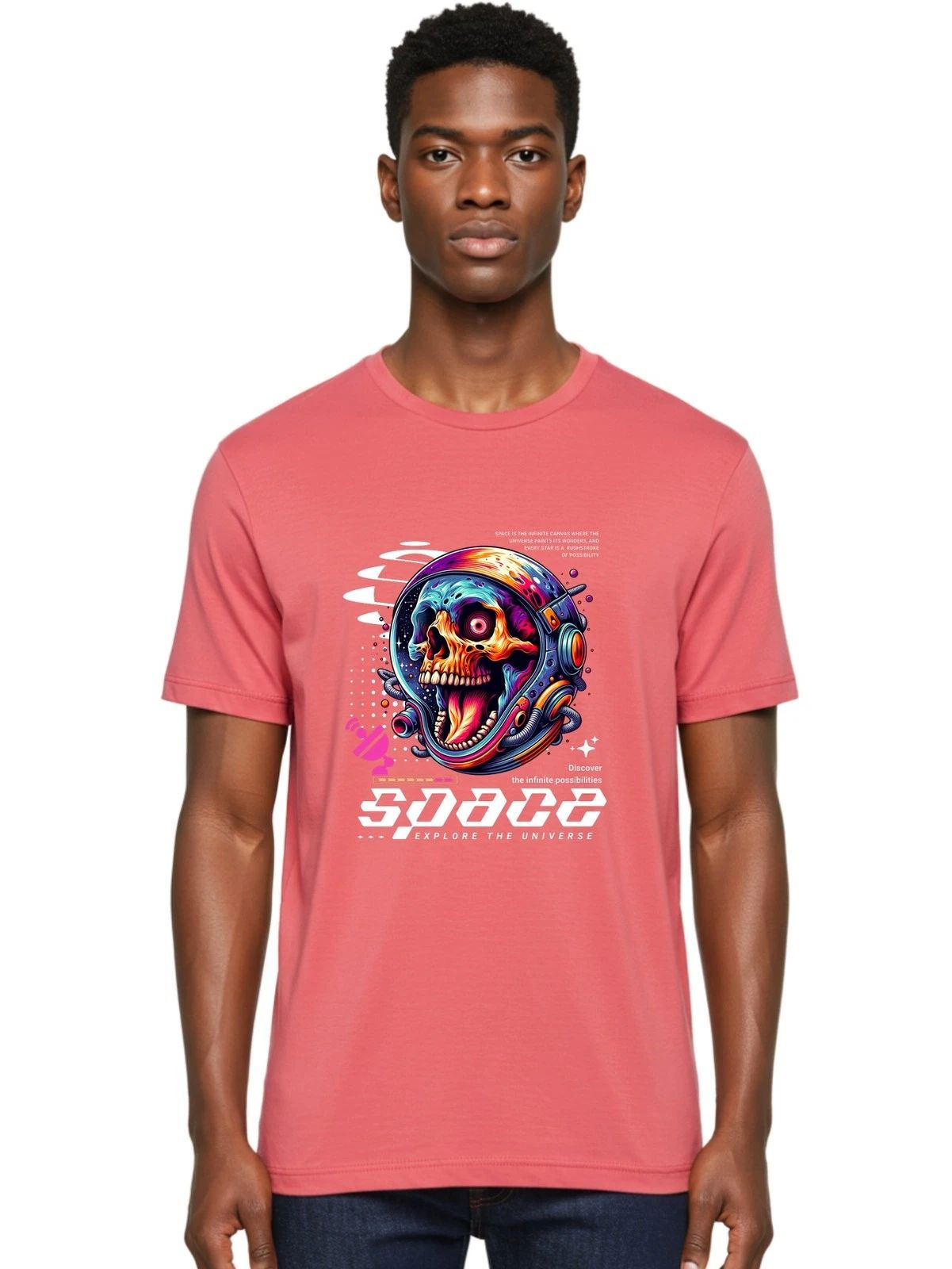 Space-1 Mens Graphic Tee,100% Cotton,Casual Summer Wear