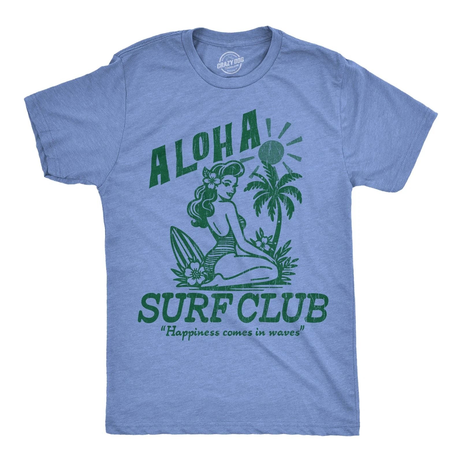 Mens Funny T Shirts Aloha Surf Club Sarcastic Beach Graphic Novelty Tee For Men