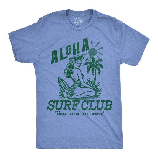 Mens Funny T Shirts Aloha Surf Club Sarcastic Beach Graphic Novelty Tee For Men