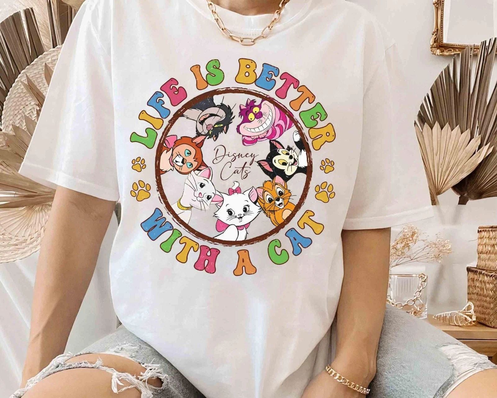 Cute All Cat Characters Group Life Is Better With A Cat Shirt