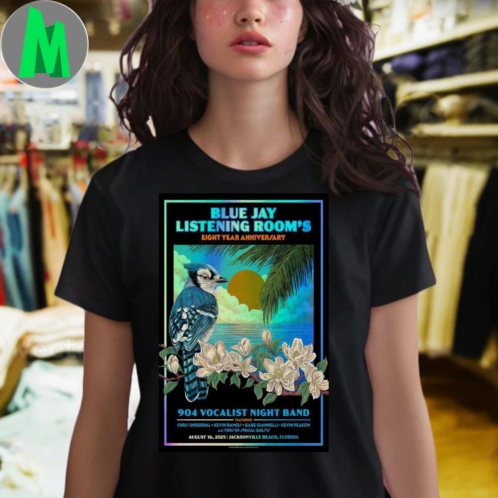 Blue Jay Listening Room Eight Year Anniversary August 16, 2025 Jacksonville Beach, Florida Poster Shirt
