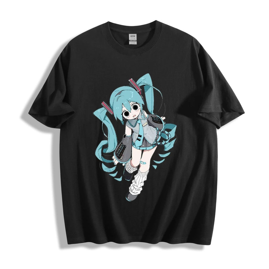 Hatsune Miku Chibi Keyboard Wings T-Shirt - Ribbon Pose Design Unisex Tee