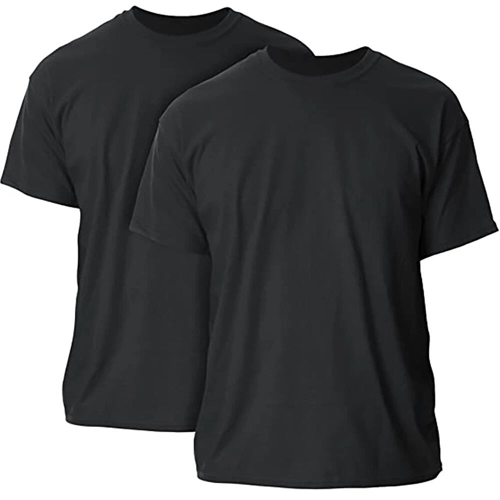 2 Pack Mens Cotton Blank Plain Basic Crew Neck Short Sleeve Black T-Shirt Tee