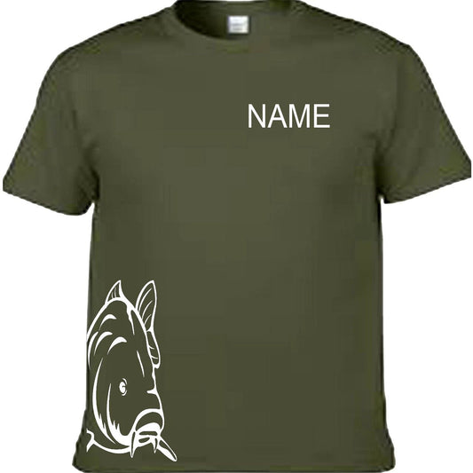 carp on side fishing t shirt all sizes kids and adults angling novelty carp fish